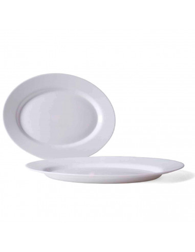 Fuente ovalada "Toledo" fabricado en vidrio opal, ideal para servir postres o aperitivos, apto para lavavajillas. 2,5 x 26 x 35,