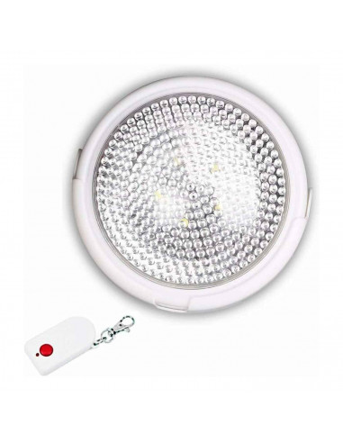 Lámpara LED con mando a control remoto, pilas no incluidas, alcance de 30 m, adaptable a cualquier superficie, diámetro de 12,5