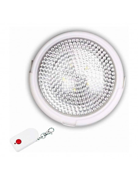 Lámpara LED con mando a control remoto, pilas no incluidas, alcance de 30 m, adaptable a cualquier superficie, diámetro de 12,5