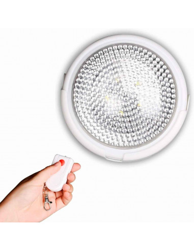 Lámpara LED con mando a control remoto, pilas no incluidas, alcance de 30 m, adaptable a cualquier superficie, diámetro de 12,5