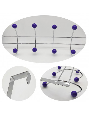 Perchero para puerta, 6 ganchos, hierro y resina, colgador de ropa metálico para baño, dormitorio, cocina, gabinete, cajón, 17 x