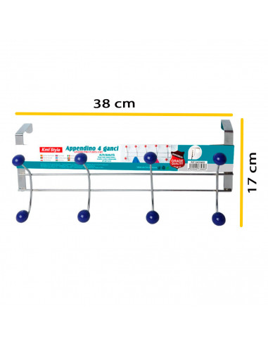 Perchero para puerta, 4 ganchos, hierro y resina, colgador de ropa metálico para baño, dormitorio, cocina, gabinete, cajón, 17 x