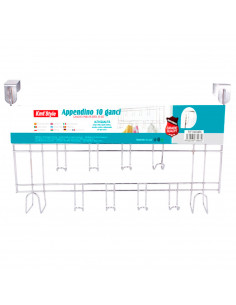 Perchero para puerta de acero, 10 ganchos, colgador de ropa metálico para baño, dormitorio, cocina, gabinete, cajón, 23 x 39 x 1