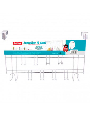 Perchero para puerta de acero, 10 ganchos, colgador de ropa metálico para baño, dormitorio, cocina, gabinete, cajón, 23 x 39 x 1