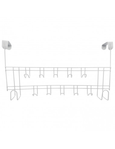 Perchero para puerta de hierro, 12 ganchos, colgador de ropa metálico para baño, dormitorio, cocina, gabinete, cajón, 24 x 45 x