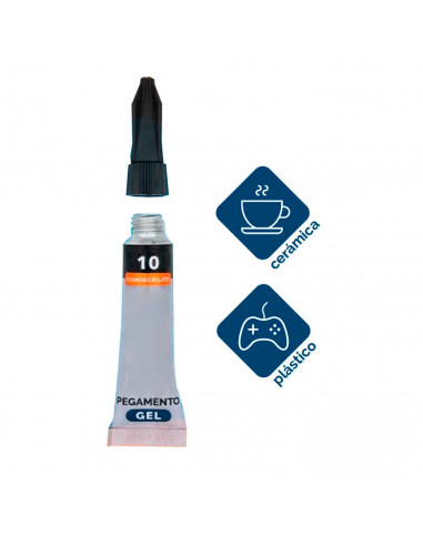 Pegamentos 3 gr Silbor en el gel transparente, rápido e instantáneo, superficies de cerámica, plástico, entre otros.