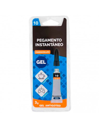 Pegamentos 3 gr Silbor en el gel transparente, rápido e instantáneo, superficies de cerámica, plástico, entre otros.