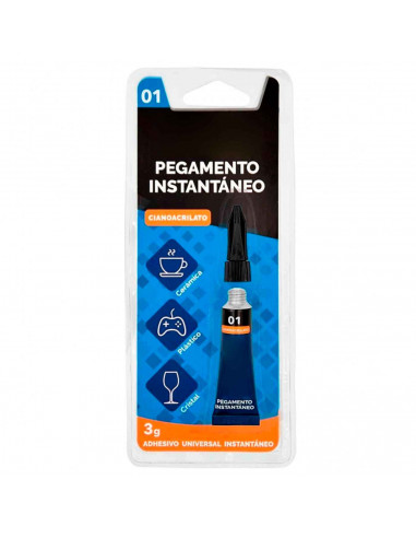 Pegamento de 3 g Silbor en el gel transparente, rápido e instantáneo, superficies de cerámica, plástico o cristal.