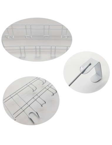 Perchero para puerta de hierro, 10 ganchos, colgador de ropa metálico para baño, dormitorio, cocina, gabinete, cajón, 24 x 39 x