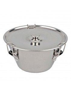 Tradineur - Flanero de acero inoxidable con tapa y cierre 20 x 8 cm. Válido para horno, ideal para postres, repostería