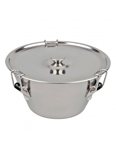 Tradineur - Flanero de acero inoxidable con tapa y cierre 20 x 8 cm. Válido para horno, ideal para postres, repostería