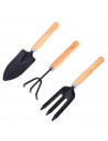 Mini set de herramientas para jardín. 3 Herramientas. Pala, Paleta y rastrillo. Longitud de 25,5 cm. Para el cuidado de jardín,