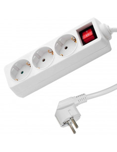 Alargador de 3 enchufes con interruptor de 3 m y 16a/250v 3680w. Alargadera de 3 m con 3 enchufes Regueta con 3 bases de 3m.