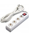 Tradineur - Alargador de 4 enchufes con interruptor y cable de 1,5 m, 16a/250v 3680w, base, regleta para hogar, oficina (Blanco)
