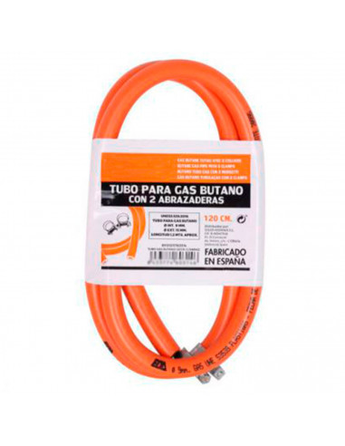 Manguera de gas flexible para butano con 2 abrazaderas, 120 cm, tubería, tubo homologado, caducidad 2026, grosor 15 mm, para coc
