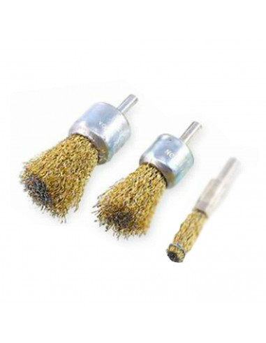 Set de cepillos de hierro para taladro, 3 cepillos, diámetro de 1,2 / 2,4 / 2,8 cm. Elimina acero, aluminio, cobre, latón, etc.