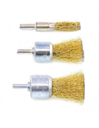 Set de cepillos de hierro para taladro, 3 cepillos, diámetro de 1,2 / 2,4 / 2,8 cm. Elimina acero, aluminio, cobre, latón, etc.