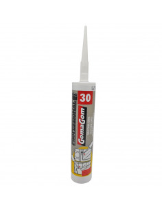 GomaGom - Cartucho silicona ácida con fungicida para acristalamiento y sellado 260 ml con cánula N30