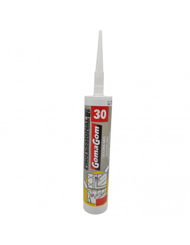 GomaGom - Cartucho silicona ácida con fungicida para acristalamiento y sellado 260 ml con cánula N30