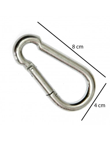 Mosquetón de hierro, 8 x 4 cm, cómoda, versátil, ergonómica. Ideal para enganches de seguridad para cargas o personal que trabaj