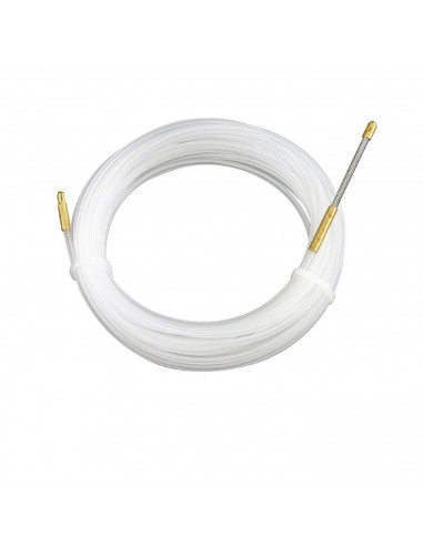 Tradineur - Tirador de cable 3mm x 15 m 100% Nylon Dispositivo de guía de cableado eléctrico color blanco