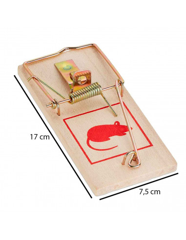 Trampas para ratones, fabricado en madera y hierro, control de plagas y protección del jardín. 2 x 7,5 x 17 cm 