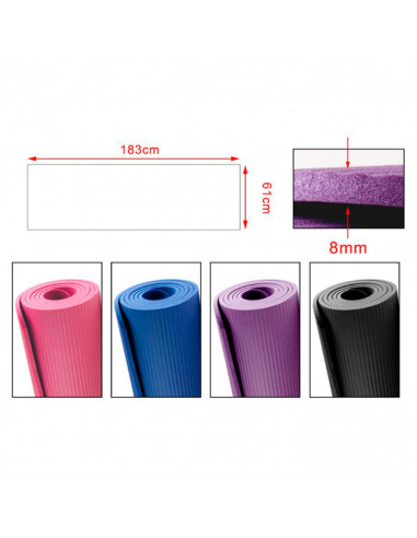 Esterilla para yoga de 183x61 cm, 8 mm de grosor. Plancha especial deporte en casa. Alfombra de ejercicios (Color surtido)
