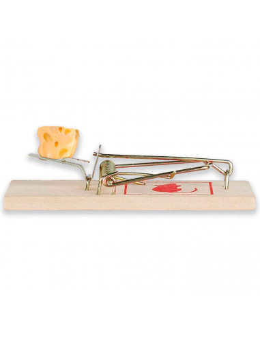 Trampa para raton, fabricado en madera y hierro, control de plagas y protección del jardín. 2 x 5,5 x 11 cm 