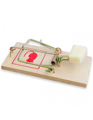 Trampa para raton, fabricado en madera y hierro, control de plagas y protección del jardín. 2 x 5,5 x 11 cm 