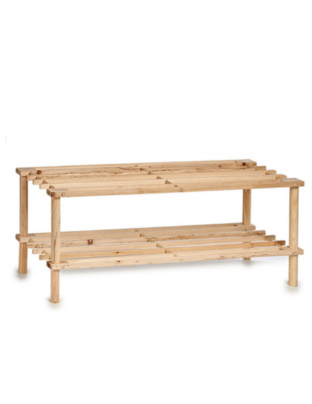 Zapatero de madera natural 2 estantes 74 x 26 x 29,5 cm, estantería, mueble zapatero de madera 2 alturas multiuso, soporte para