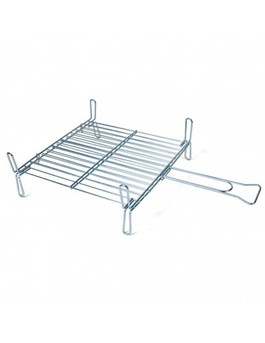 Parrilla doble de acero, rejilla para barbacoa, grill portátil con patas, asado de pescado, carne, ideal para jardín, camping, a