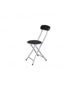 Tradineur - Silla plegable de metal  con respaldo acolchada negro 30 x 39 x 82 cm Asiento plegable de 30 x 39 x 82 de color negr