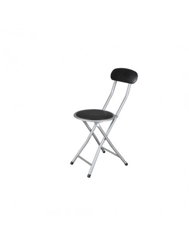 Tradineur - Silla plegable de metal  con respaldo acolchada negro 30 x 39 x 82 cm Asiento plegable de 30 x 39 x 82 de color negr
