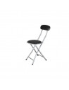 Tradineur - Silla plegable de metal  con respaldo acolchada negro 30 x 39 x 82 cm Asiento plegable de 30 x 39 x 82 de color negr