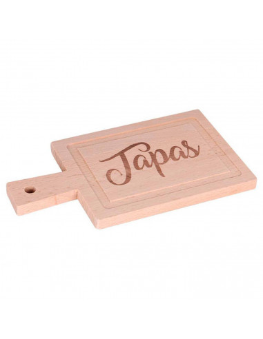 Tabla de cortar de madera, cocina, 10,5 x 19 cm con mango y ranura para jugos o líquidos. Accesorio para picar o servir carne, v
