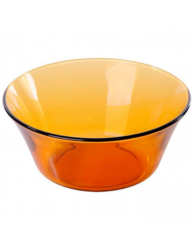 Ensaladera de vidrio, cuenco apilable, mezclas, cocina, repostería, ensaladas, color ámbar, dimensiones 7,5 x 17 cm (altura x di