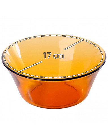 Ensaladera de vidrio, cuenco apilable, mezclas, cocina, repostería, ensaladas, color ámbar, dimensiones 7,5 x 17 cm (altura x di