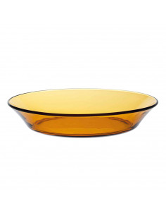Plato hondo de vidrio ámbar, cuenco apilable, mezclas, cocina, repostería, ensaladas, dimensiones 3,5 x 19,5 cm (altura x diámet