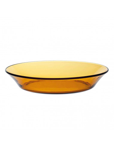 Plato hondo de vidrio ámbar, cuenco apilable, mezclas, cocina, repostería, ensaladas, dimensiones 3,5 x 19,5 cm (altura x diámet