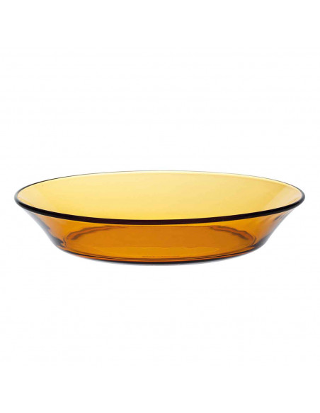Plato hondo de vidrio ámbar, cuenco apilable, mezclas, cocina, repostería, ensaladas, dimensiones 3,5 x 19,5 cm (altura x diámet