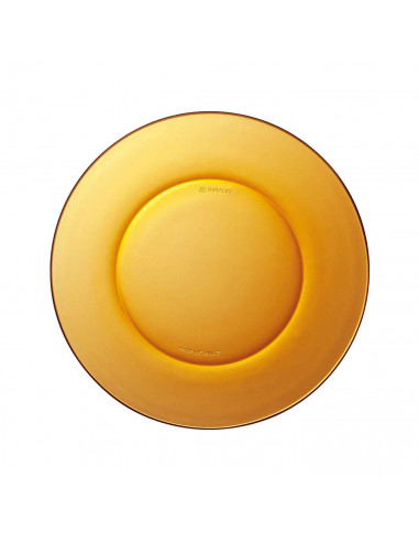 Plato hondo de vidrio ámbar, cuenco apilable, mezclas, cocina, repostería, ensaladas, dimensiones 3,5 x 19,5 cm (altura x diámet