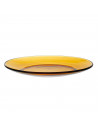 Plato para postre de vidrio ámbar, cuenco apilable, mezclas, cocina, repostería, ensaladas, dimensiones 1,5 x 19 cm (altura x di