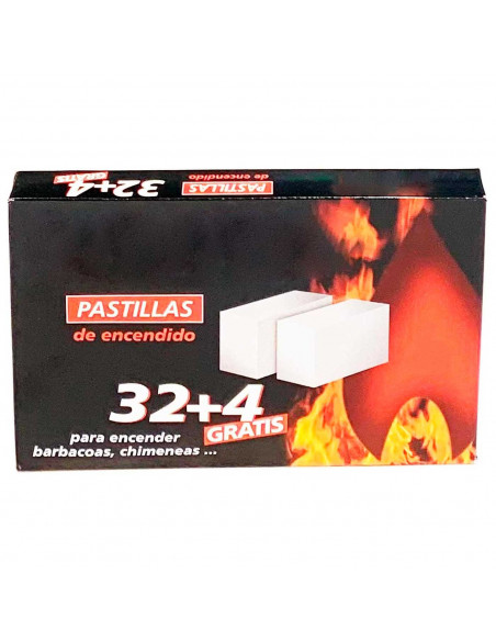 Tradineur - Pack de 36 pastillas enciendefuegos, encendido de barbacoas, chimeneas, hogueras, cocinas de leña, estufas, blanco