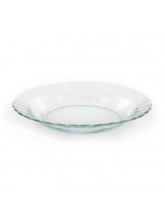 Plato hondo de vidrio, servir, cocina, hostelería, cenas, servir, dimensiones 3,5 x 23 cm (altura x diámetro)
