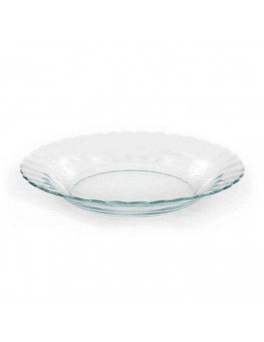 Plato hondo de vidrio, servir, cocina, hostelería, cenas, servir, dimensiones 3,5 x 23 cm (altura x diámetro)