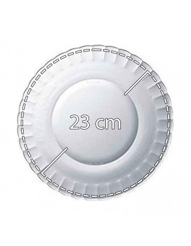 Plato hondo de vidrio, servir, cocina, hostelería, cenas, servir, dimensiones 3,5 x 23 cm (altura x diámetro)