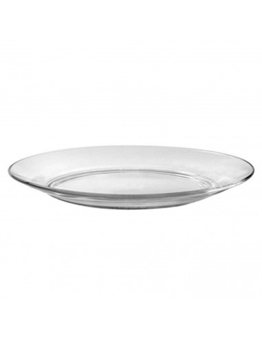 Plato llano de vidrio, transparente, cocina, hostelería, ensaladas, servir, dimensiones 2 x 23,5 cm (altura x diámetro)