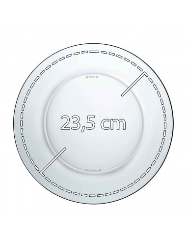 Plato llano de vidrio, transparente, cocina, hostelería, ensaladas, servir, dimensiones 2 x 23,5 cm (altura x diámetro)