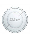 Plato llano de vidrio, transparente, cocina, hostelería, ensaladas, servir, dimensiones 2 x 23,5 cm (altura x diámetro)