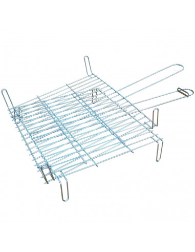 Parrilla doble para barbacoa, rejilla de acero, grill portátil con patas, asado de pescado, carne, ideal para jardín, camping, a